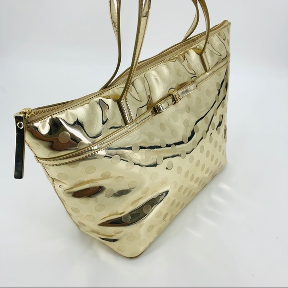 kate spade Bags Kate Spade Gold Metallic Polka Dot Large Tote Bag Poshmark